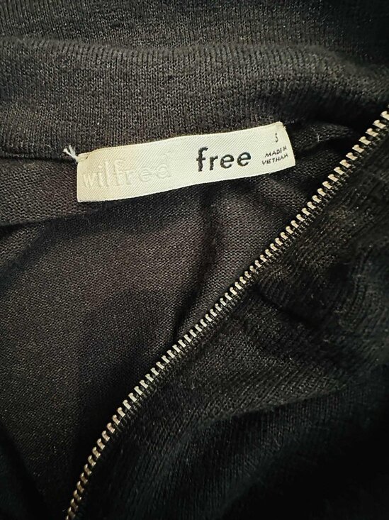 Wilfred Free Black Zip-Front Ribbed Long Sleeve Bodysuit, Size Small - Picture 2 of 4